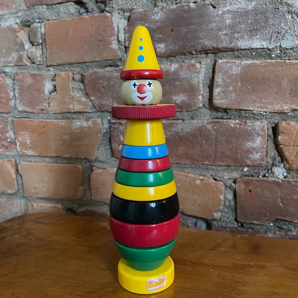 Vintage Brio stacking toy clown